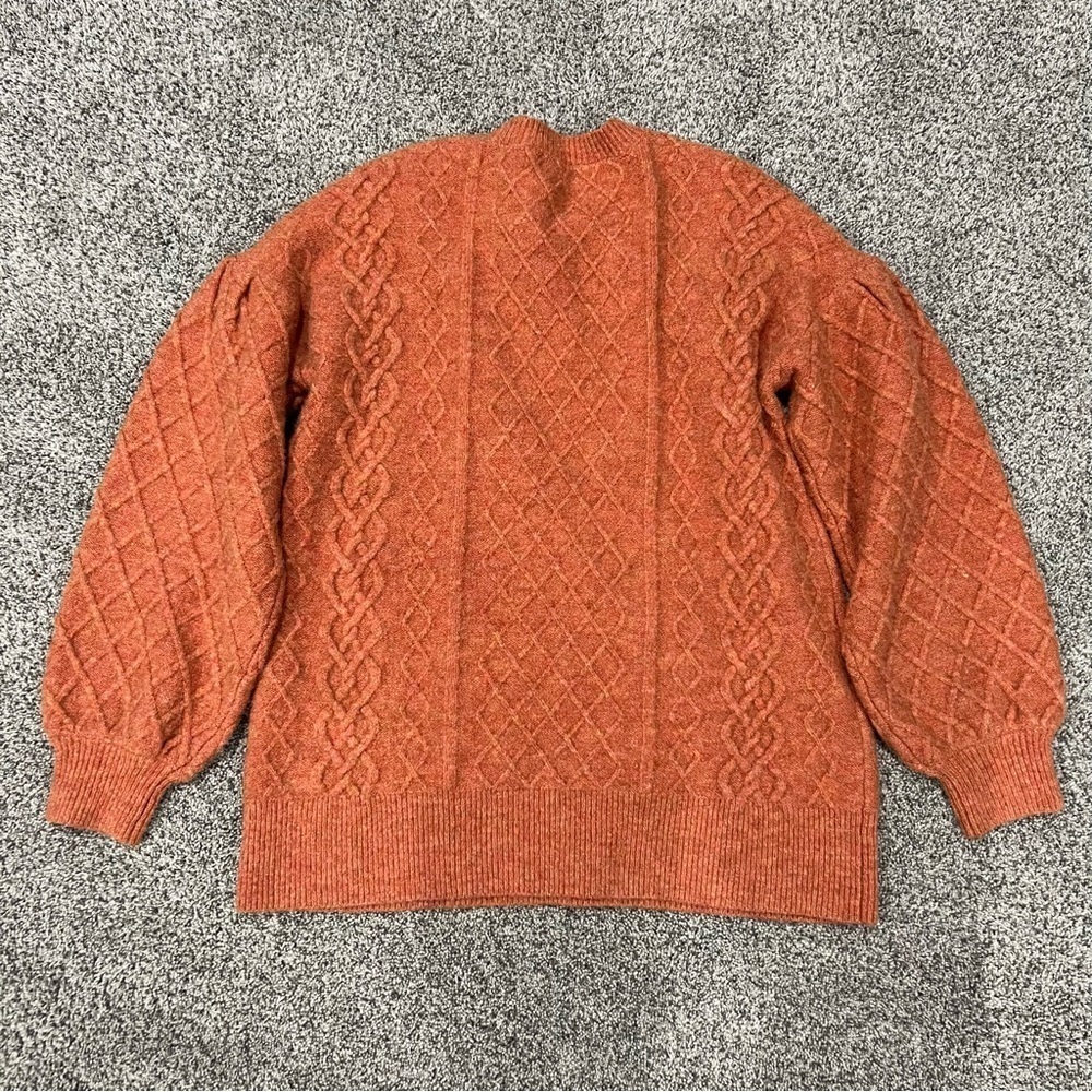 Greylin Henry Waffle Stitch Sweater Knit Tunic Orange Oversized Wool Blend Sz M - Picture 12 of 12